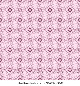 Seamless creative hand-drawn pattern of stylized flowers in mauve and pastel pink colors. Vector illustration.