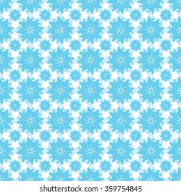 Seamless creative hand-drawn pattern of stylized flowers in light turquoise and white colors. Vector illustration.