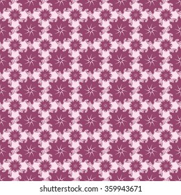 Seamless creative hand-drawn pattern of stylized flowers in mauve and pastel pink colors. Vector illustration.