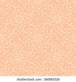 Seamless creative hand-drawn pattern of stylized flowers in pale pink and light peach colors. Vector illustration.