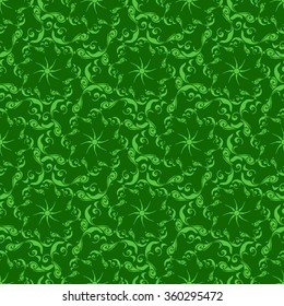 Seamless creative hand-drawn pattern of stylized flowers in bright lime and green colors. Vector illustration.