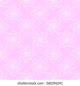 Seamless creative hand-drawn pattern of stylized flowers in white and light pink colors. Vector illustration.