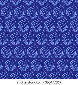 Seamless creative hand-drawn pattern of stylized flowers in cornflower and cerulean blue colors. Vector illustration.