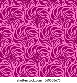Seamless creative hand-drawn pattern of stylized flowers in bright fuchsia and pale pink colors. Vector illustration.