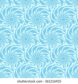 Seamless creative hand-drawn pattern of stylized flowers in pale cyan and light turquoise colors. Vector illustration.