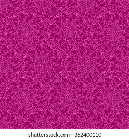 Seamless creative hand-drawn pattern of stylized flowers in bright fuchsia and pale pink colors. Vector illustration.