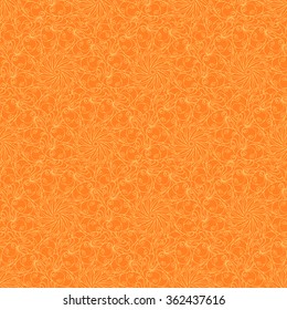 Seamless creative hand-drawn pattern of stylized flowers in yellow and orange colors. Vector illustration.