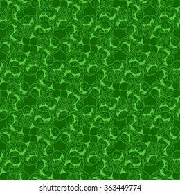 Seamless creative hand-drawn pattern of stylized flowers in bright lime and green colors. Vector illustration.