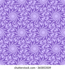 Seamless creative hand-drawn pattern of stylized flowers in pale violet and light lilac colors. Vector illustration.