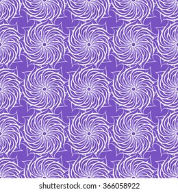 Seamless creative hand-drawn pattern of stylized flowers in white and bright violet colors. Vector illustration.