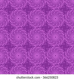 Seamless creative hand-drawn pattern of stylized flowers in bright violet and magenta colors. Vector illustration.