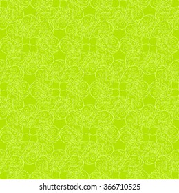 Seamless creative hand-drawn pattern of stylized flowers in light lime and a bright yellow-green colors. Vector illustration.