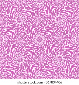 Seamless creative hand-drawn pattern of stylized flowers in bright purple and white colors. Vector illustration.