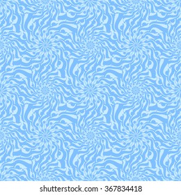 Seamless creative hand-drawn pattern of stylized flowers in pale cyan and cornflower blue colors. Vector illustration.