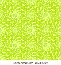 Seamless creative hand-drawn pattern of stylized flowers in light lime and a bright yellow-green colors. Vector illustration.