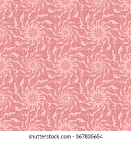 Seamless creative hand-drawn pattern of stylized flowers in pale chestnut and puce colors. Vector illustration.