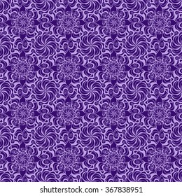 Seamless creative hand-drawn pattern of stylized flowers in pale lilac and dark violet colors. Vector illustration.