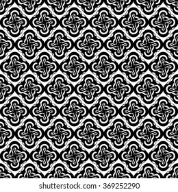 Seamless creative hand-drawn pattern of stylized flowers in black and white colors. Vector illustration.
