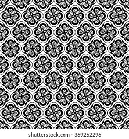 Seamless creative hand-drawn pattern of stylized flowers in black and white colors. Vector illustration.