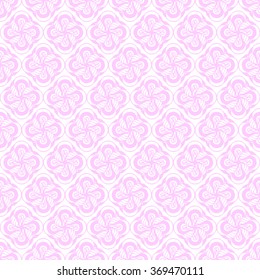 Seamless creative hand-drawn pattern of stylized flowers in white and light pink colors. Vector illustration.