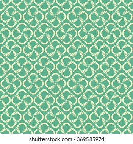 Seamless creative hand-drawn pattern of stylized flowers in light yellow-green and pale teal colors. Vector illustration.