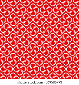 Seamless creative hand-drawn pattern of stylized flowers in white and bright scarlet colors. Vector illustration.