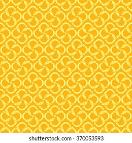 Seamless creative hand-drawn pattern of stylized flowers in yellow and orange colors. Vector illustration.