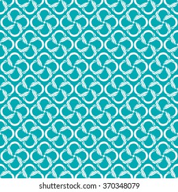 Seamless creative hand-drawn pattern of stylized flowers in white and blue-green colors. Vector illustration.