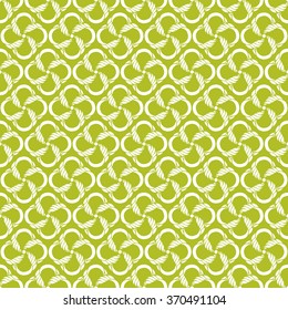 Seamless creative hand-drawn pattern of stylized flowers in white and yellow-green colors. Vector illustration.