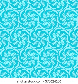 Seamless creative hand-drawn pattern of stylized flowers in light cyan and bright turquoise colors. Vector illustration.