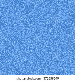 Seamless creative hand-drawn pattern of stylized flowers in pale cornflower blue and azure colors. Vector illustration.