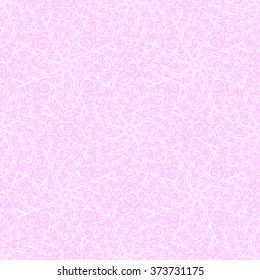 Seamless creative hand-drawn pattern of stylized flowers in white and light pink colors. Vector illustration.