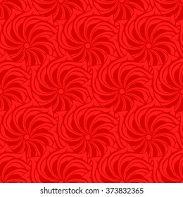 Seamless creative hand-drawn pattern of stylized flowers in dark red and scarlet colors. Vector illustration.