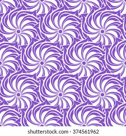 Seamless creative hand-drawn pattern of stylized flowers in white and bright violet colors. Vector illustration.