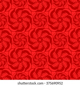Seamless creative hand-drawn pattern of stylized flowers in dark red and scarlet colors. Vector illustration.
