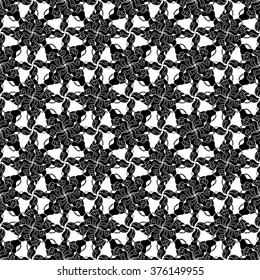 Seamless creative hand-drawn pattern of stylized flowers in black and white colors. Vector illustration.