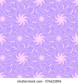 Seamless creative hand-drawn pattern of stylized flowers in light mauve and pale pink colors. Vector illustration.