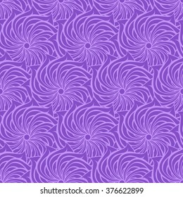 Seamless creative hand-drawn pattern of stylized flowers in violet and pale lilac colors. Vector illustration.