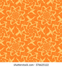 Seamless creative hand-drawn pattern of stylized flowers in yellow and orange colors. Vector illustration.