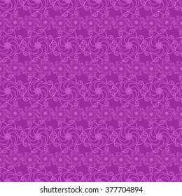 Seamless creative hand-drawn pattern of stylized flowers in bright violet and magenta colors. Vector illustration.