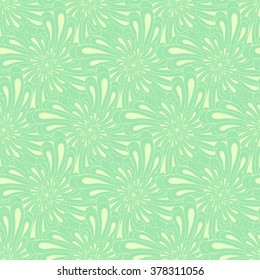 Seamless creative hand-drawn pattern of stylized flowers in light yellow-green and pale lime colors. Vector illustration.