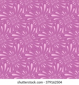 Seamless creative hand-drawn pattern of stylized flowers in mauve and pale magenta colors. Vector illustration.