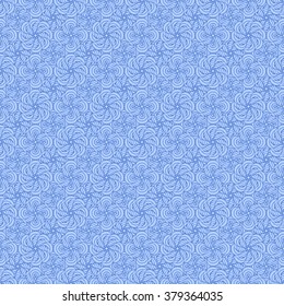 Seamless creative hand-drawn pattern of stylized flowers in pale cornflower blue and azure colors. Vector illustration.