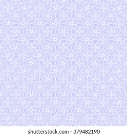 Seamless creative hand-drawn pattern of stylized flowers in white and pale lilac colors. Vector illustration.