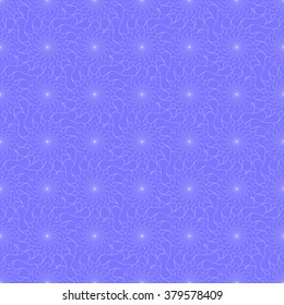 Seamless creative hand-drawn pattern of stylized flowers in bright cornflower blue and pale lilac colors. Vector illustration.