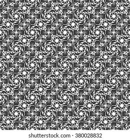 Seamless creative hand-drawn pattern of stylized flowers in black and white colors. Vector illustration.