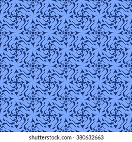 Seamless creative hand-drawn pattern of stylized flowers in cornflower and cerulean blue colors. Vector illustration.
