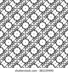 Seamless creative hand-drawn pattern of stylized flowers in black and white colors. Vector illustration.