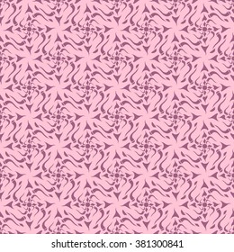 Seamless creative hand-drawn pattern of stylized flowers in light mauve and pale pink colors. Vector illustration.
