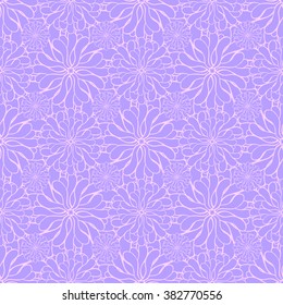 Seamless creative hand-drawn pattern of stylized flowers in light mauve and pale pink colors. Vector illustration.